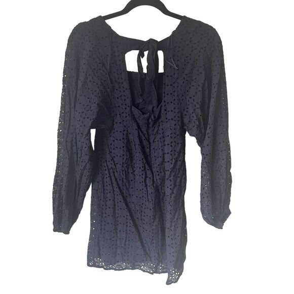 FREE PEOPLE Lovey Dovey‎ Eyelet Puff Sleeve Dress Sz 2 - Picture 3 of 5